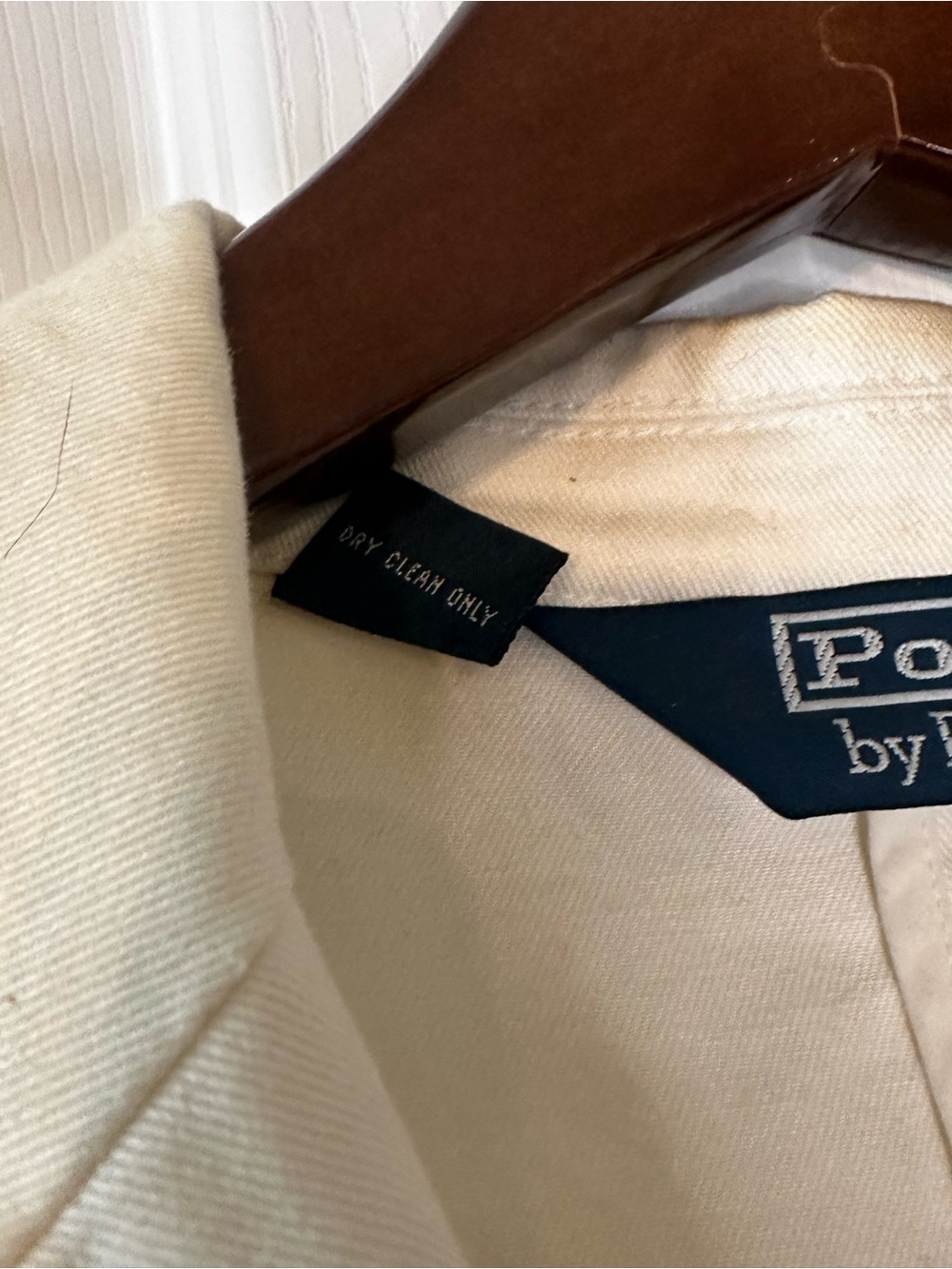 White POLO Ralph Lauren Vintage 100% Cotton Denim Blazer Suit Jacket - Picture 10 of 15